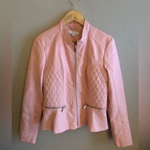 New York & Company Pink Faux Leather Vegan Leather Jacket - Size M
